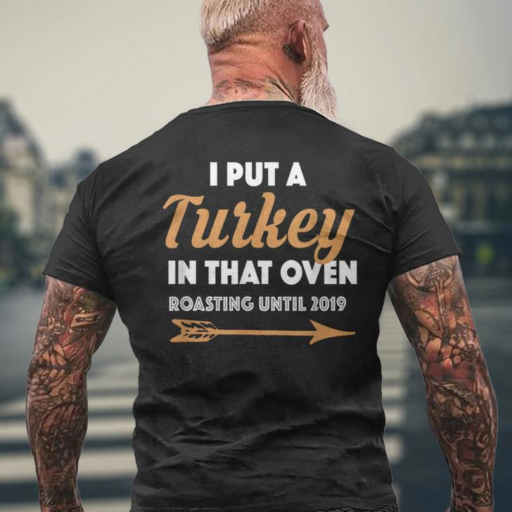 Funny Thanksgiving Pregnancy Announcement For Dad 2019 Mens Back Print T-shirt Gifts for Old Men