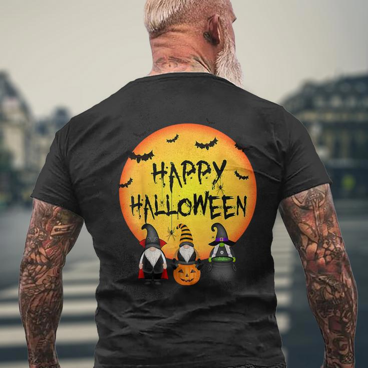 Three Gnomes With Pumpkin Happy Halloween Costume Men's T-shirt Back Print Gifts for Old Men