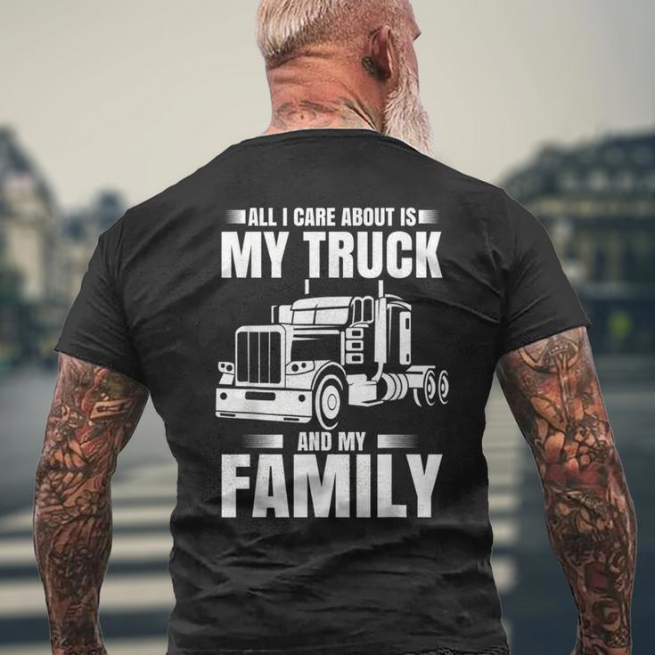 Funny Trucker Gifts Men Truck Driver Husband Semi Trailer Mens Back Print T-shirt Gifts for Old Men