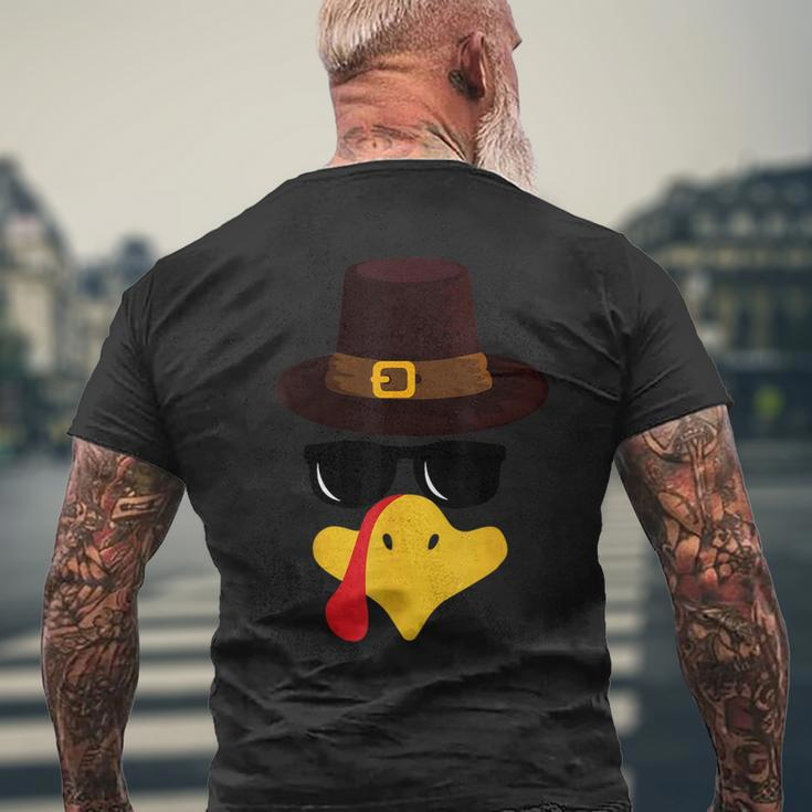 Turkey Face Matching Family Thanksgiving Pilgrim Party Men's T-shirt Back Print Gifts for Old Men