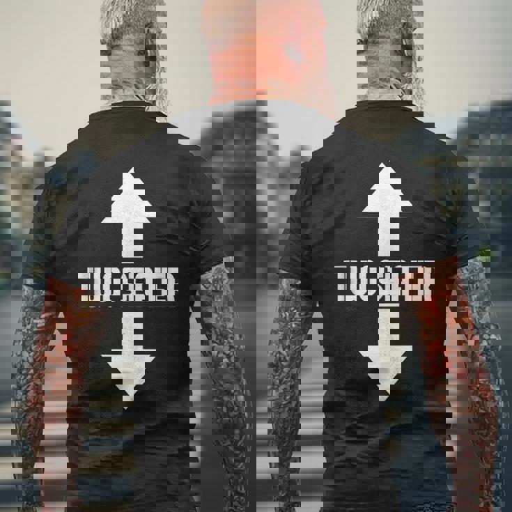 Funny Two Seater Arrow Dad Joke Meme Gift Funny Gifts For Dad Mens Back Print T-shirt Gifts for Old Men