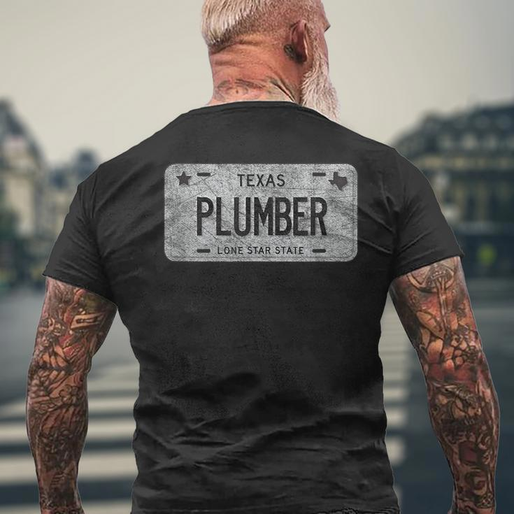 Funny Tx State Vanity License Plate Plumber Plumber Funny Gifts Mens Back Print T-shirt Gifts for Old Men