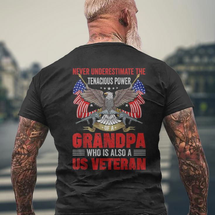 Veteran Grandpa Never Underestimate Men's T-shirt Back Print Gifts for Old Men