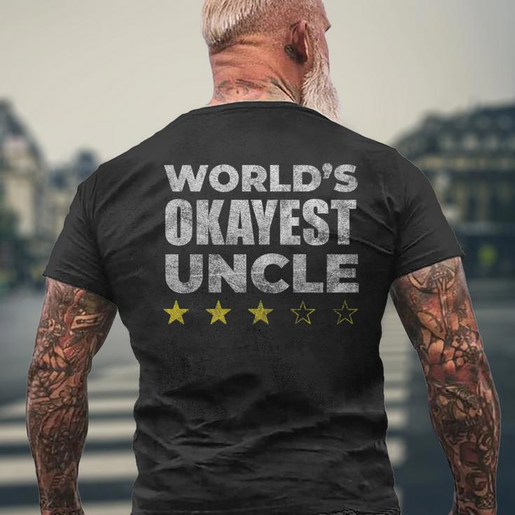 Funny Worlds Okayest Uncle - Vintage Style Mens Back Print T-shirt Gifts for Old Men