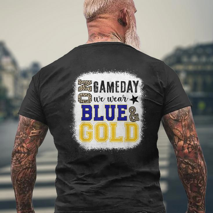 On Gameday Football We Wear Gold And Blue Leopard Print Men's T-shirt Back Print Gifts for Old Men
