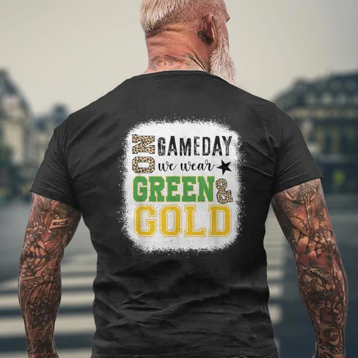 On Gameday Football We Wear Green And Gold Leopard Print Men's T-shirt Back Print Gifts for Old Men