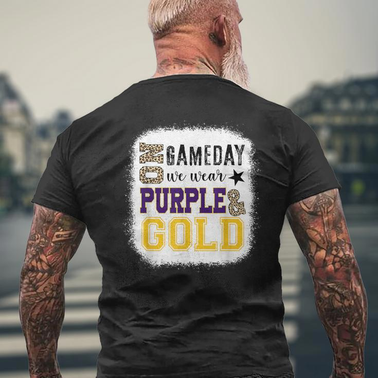 On Gameday Football We Wear Purple And Gold Leopard Print Men's T-shirt Back Print Gifts for Old Men