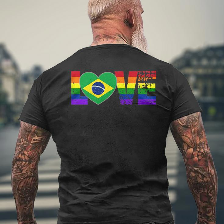 Gay Pride Brazilian Brazil Flag Mens Back Print T-shirt Gifts for Old Men