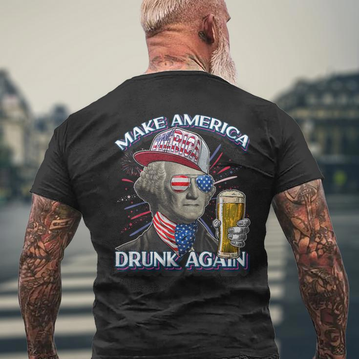 George Washington 4Th Of July Make America Drunk Again Funny Mens Back Print T-shirt Gifts for Old Men