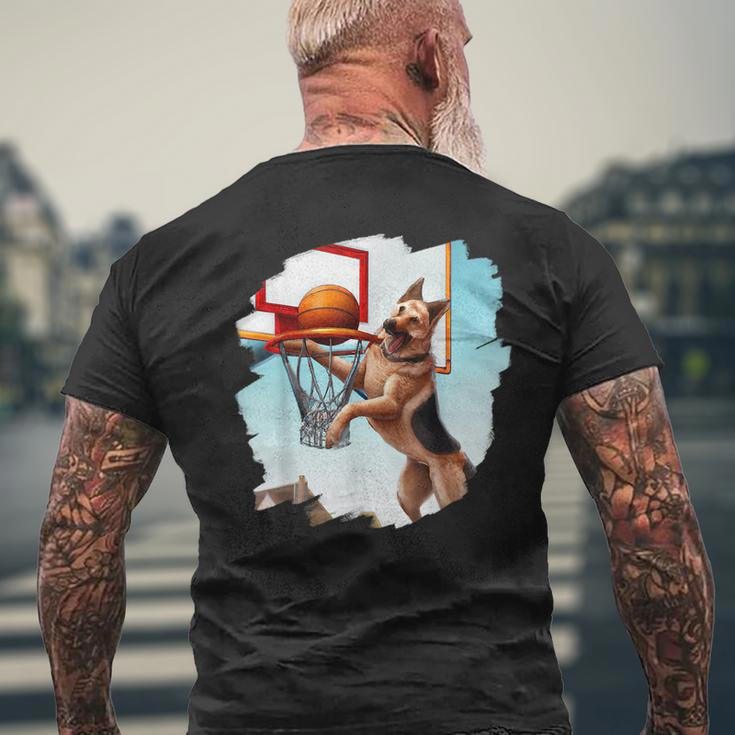 German Shepherd Playing Basketball Funny Dog Basketball Basketball Funny Gifts Mens Back Print T-shirt Gifts for Old Men