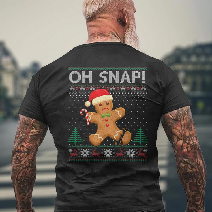 Gingerbread Man Cookie Ugly Sweater Oh Snap Christmas Men's T-shirt Back Print Gifts for Old Men