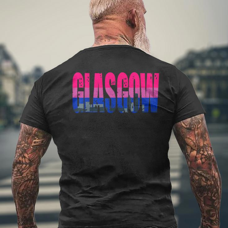 Glasgow Bisexual Flag Pride Support City Mens Back Print T-shirt Gifts for Old Men