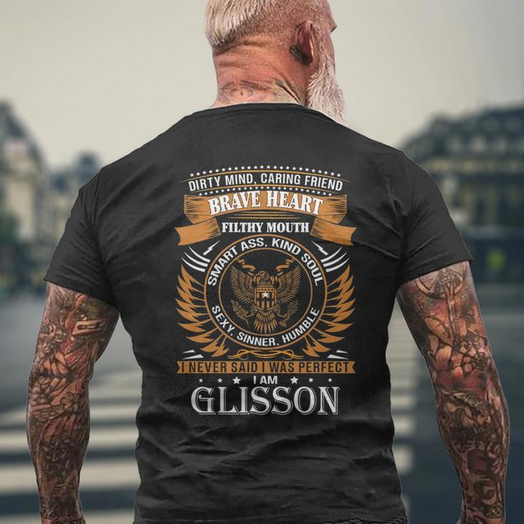 Glisson Name Gift Glisson Brave Heart Mens Back Print T-shirt Gifts for Old Men