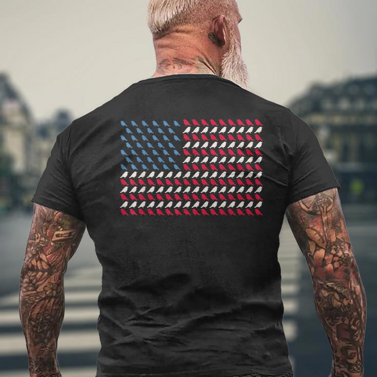 Goldfinch American Flag Passerine Us 4Th Of July Usa Men's T-shirt Back Print Gifts for Old Men