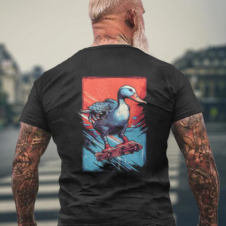 Goose Riding Skateboard Skateboarder Geese Skateboarding Mens Back Print T-shirt Gifts for Old Men
