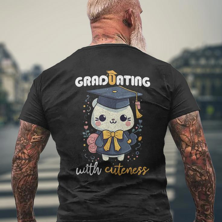 Graduating With Cuteness Kawaii Cat Graduation 2023 Mens Back Print T-shirt Gifts for Old Men