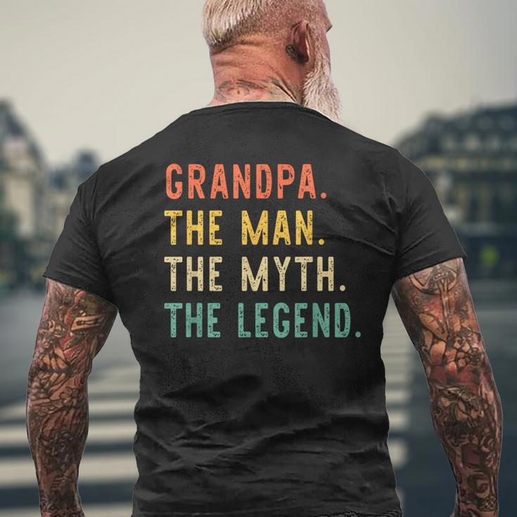 Grandpa The Man The Myth Legend Fathers Day Vintage Retro Mens Back Print T-shirt Gifts for Old Men