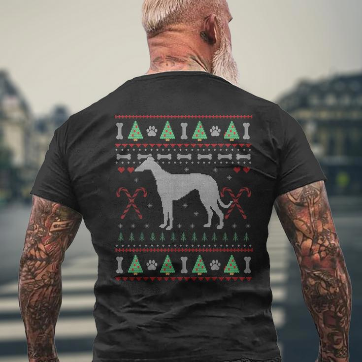 Greyhound Ugly Sweater Christmas Dog Lover Men's T-shirt Back Print Gifts for Old Men