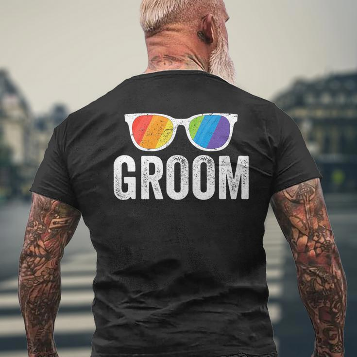 Groom Bachelor Party Lgbt Same Sex Gay Wedding Husband Mens Back Print T-shirt Gifts for Old Men