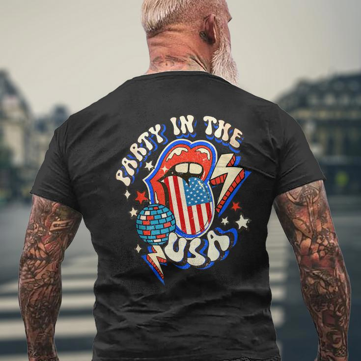 Groovy Disco Funny Party In The Us July 4Th Usa Patriotic Mens Back Print T-shirt Gifts for Old Men