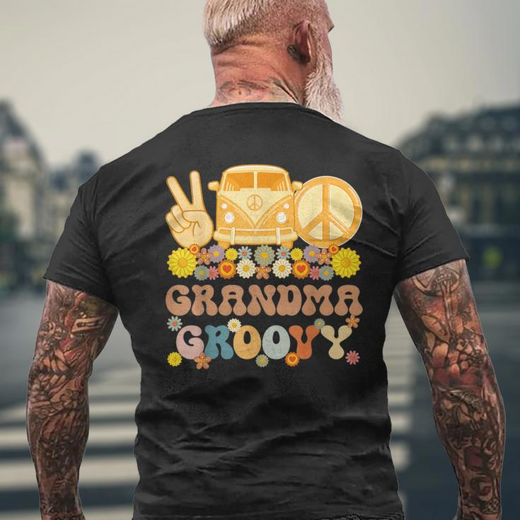 Groovy Grandma Hippie Peace Retro Matching Party Family Mens Back Print T-shirt Gifts for Old Men