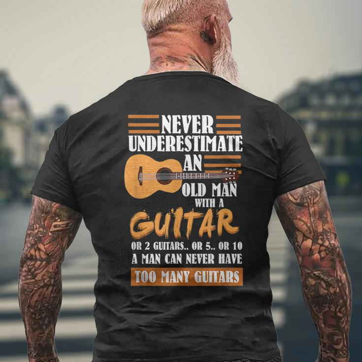 Guitar Dad Gift | Never Underestimate An Old Man With Guitar Gift For Mens Mens Back Print T-shirt Gifts for Old Men