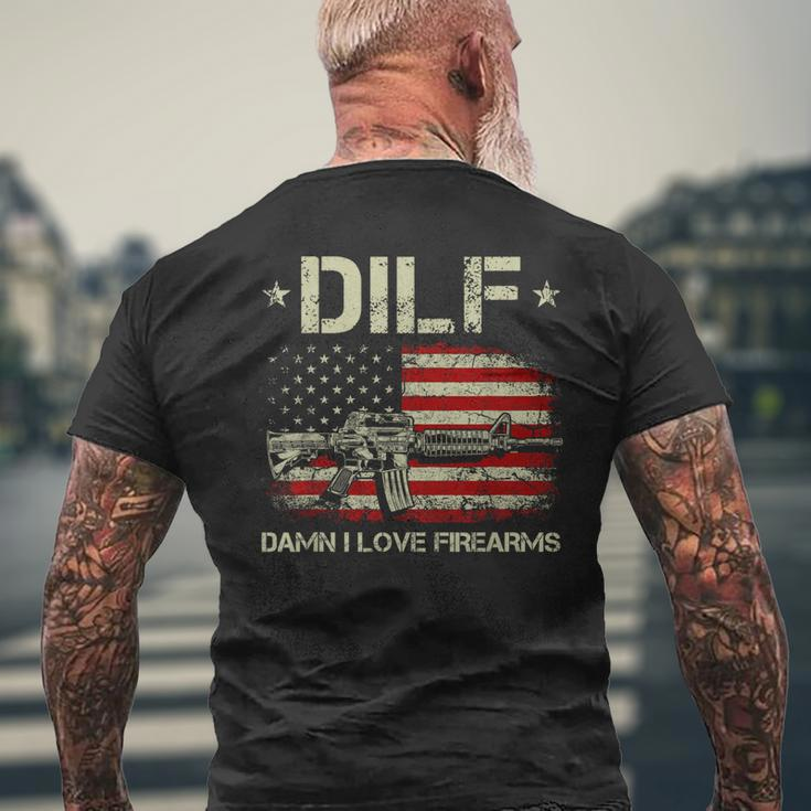 Gun American Flag Dilf - Damn I Love Firearms Mens Back Print T-shirt Gifts for Old Men