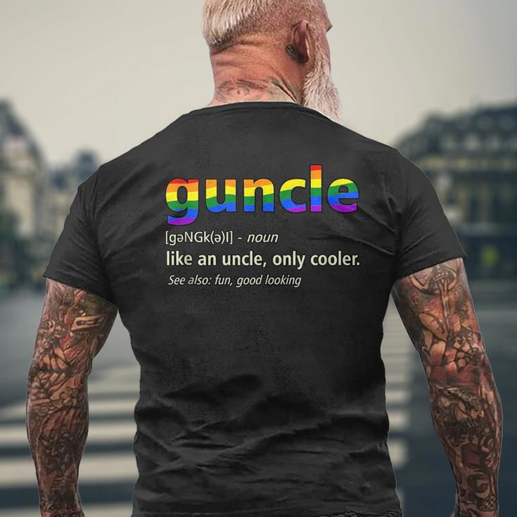 Guncle Definition Gay Lgbtq Pride Month Supporter Graphic Mens Back Print T-shirt Gifts for Old Men