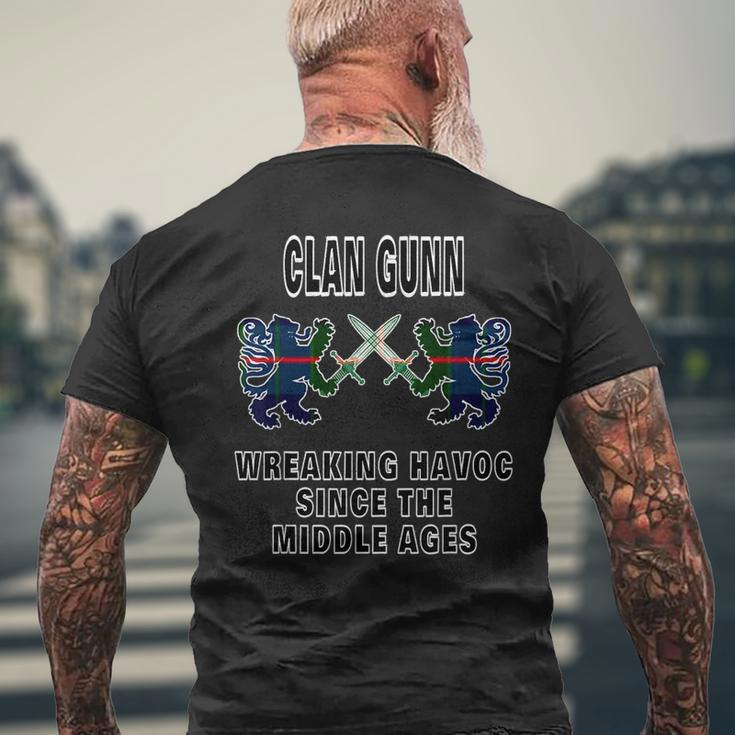Gunn Scottish Tartan Scotland Family Clan Name Mens Back Print T-shirt Gifts for Old Men