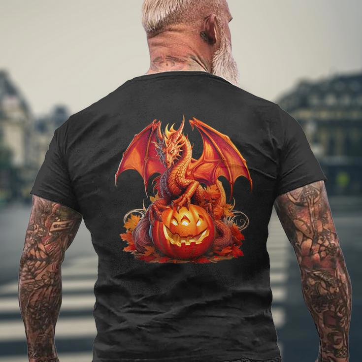 Halloween Dragon Guardian Of The Pumpkin Autumn Silhouette Men's T-shirt Back Print Gifts for Old Men