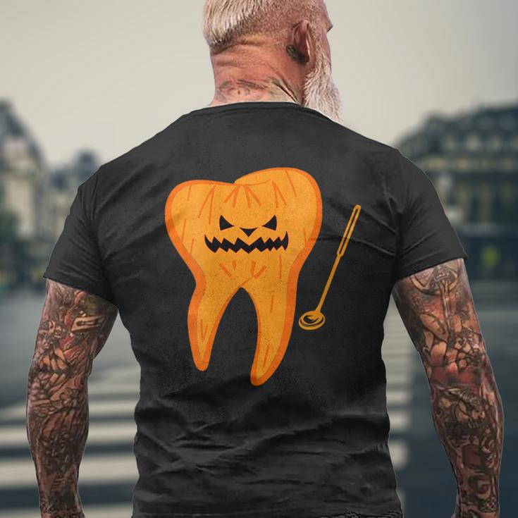 Halloween Spooky Dentist Tooth O Lantern Dental Assistant Mens Back Print T-shirt Gifts for Old Men