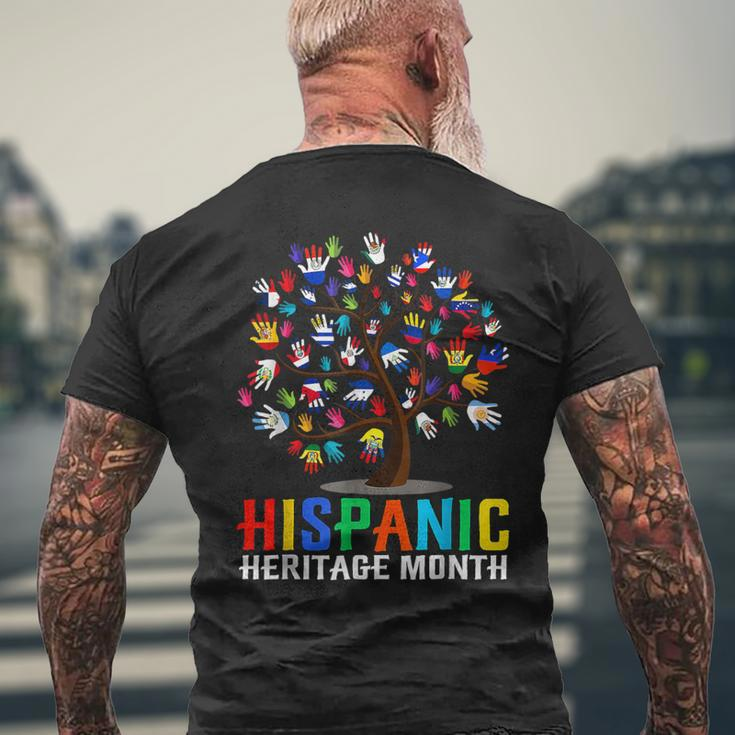 Hand Flag Tree Root Latino National Hispanic Heritage Month Men's T-shirt Back Print Gifts for Old Men