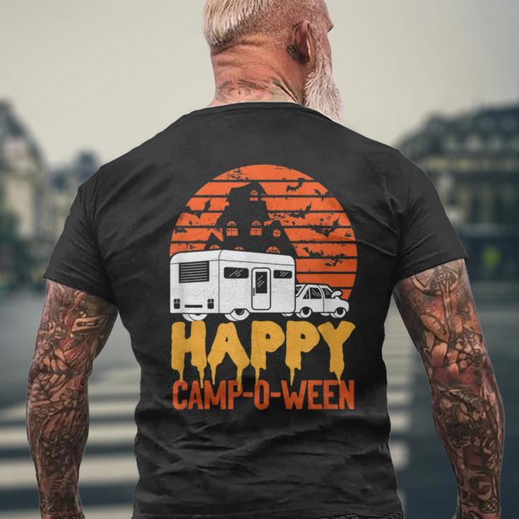 Happy Campoween Vintage Funny Camping Enthusiast Halloween Camping Funny Gifts Mens Back Print T-shirt Gifts for Old Men