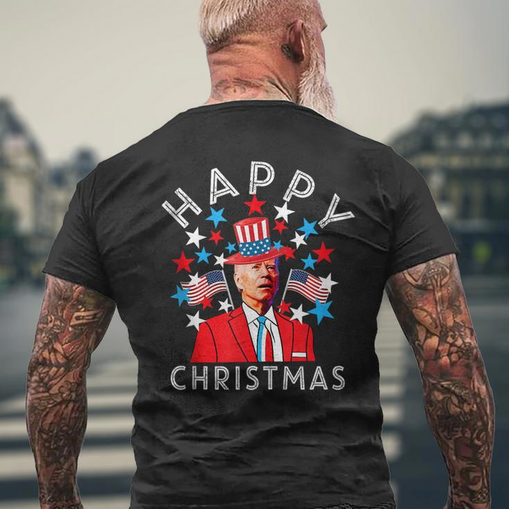 Happy Christmas Joe Biden 4Th Of July Memorial Independence Men's Back Print T-shirt Gifts for Old Men