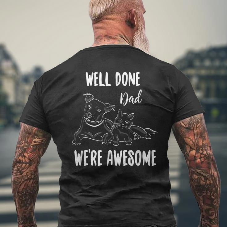 Happy Fathers Day From Dog And Cat Men's Back Print T-shirt Gifts for Old Men