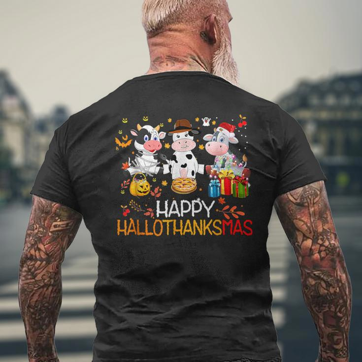 Happy Hallothanksmas Santa Cow Halloween Thanksgiving Men's T-shirt Back Print Gifts for Old Men