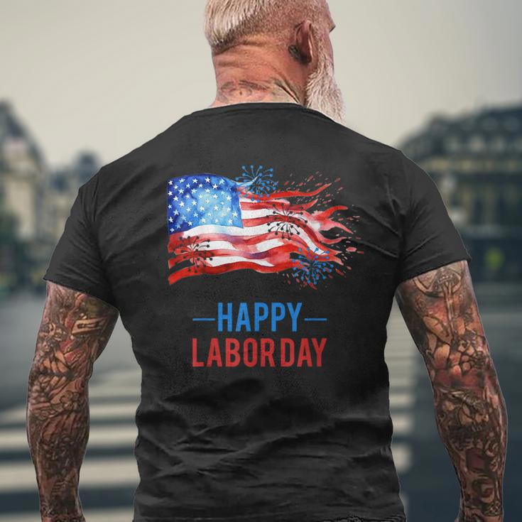 Happy Labor Day Fireworks And American Flag Labor Patriotic Men's T-shirt Back Print Gifts for Old Men