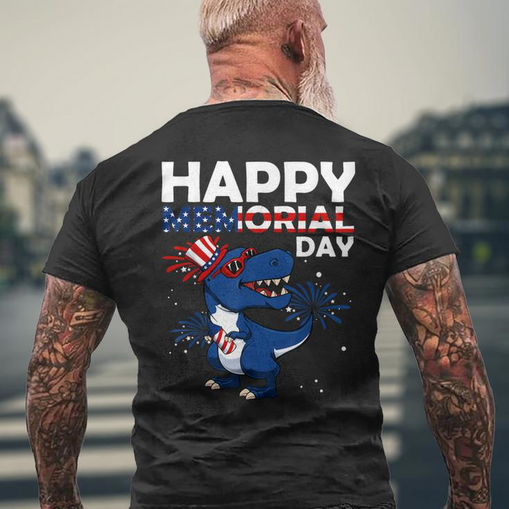 Happy Memorial Day 4Th Of July Dinosaur American Flag Hat Men's Back Print T-shirt Gifts for Old Men