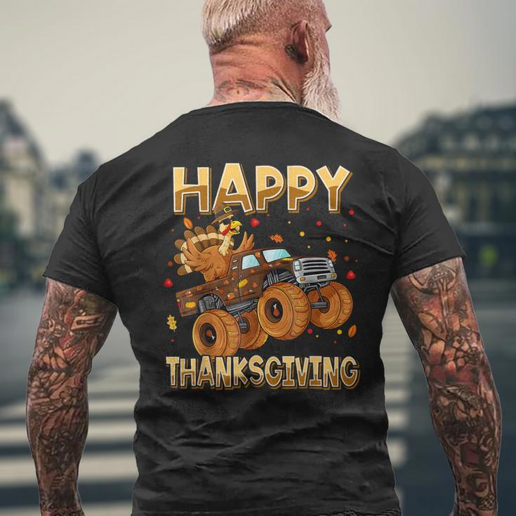 Happy Thanksgiving Riding Monster Truck Turkey Toddler Boys Men's T-shirt Back Print Gifts for Old Men