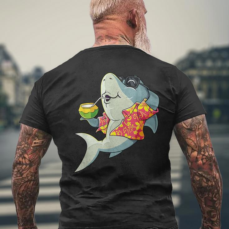 Hawaiian Shark Summer Tropical Luau Party Men Boys Kids Mens Back Print T-shirt Gifts for Old Men