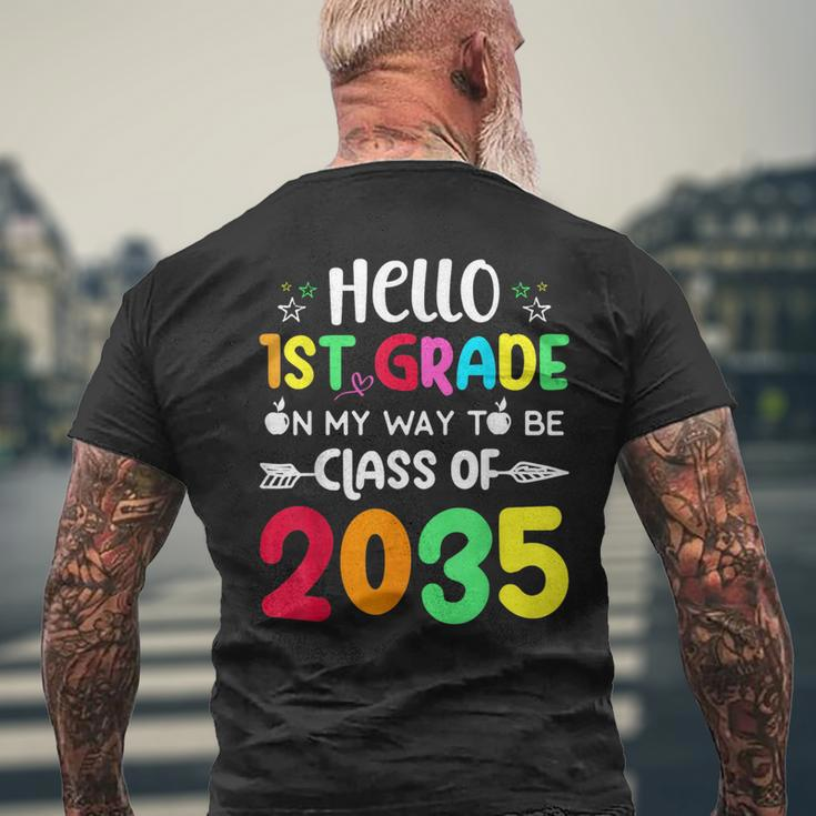 Hello 1St Grade On My Way To Be Class Of 2035 Back To School Mens Back Print T-shirt Gifts for Old Men