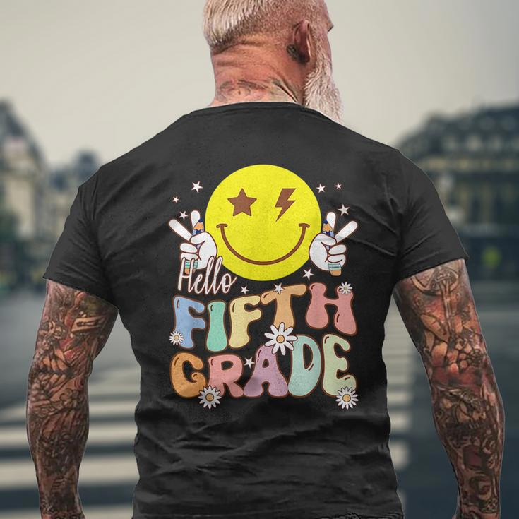 Hello Fifth Grade Hippie Smile Face 5Th Grade Back To School Mens Back Print T-shirt Gifts for Old Men