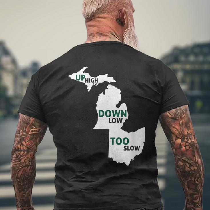 Up High Down Low Too Slow White & Green Men's T-shirt Back Print Gifts for Old Men