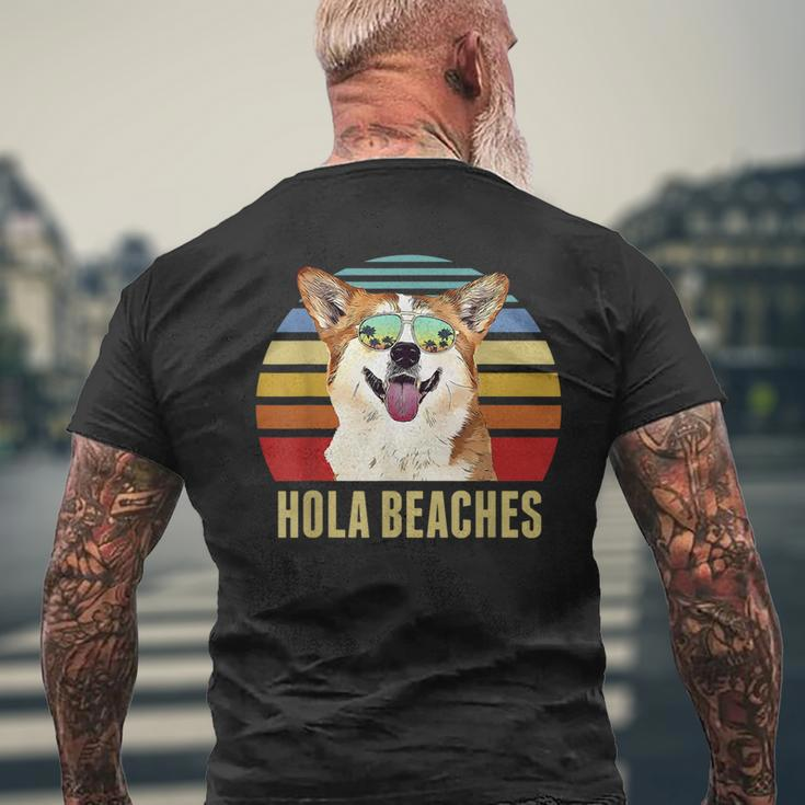 Hola Beaches Corgi Dog Funny Beach Summer Mens Back Print T-shirt Gifts for Old Men