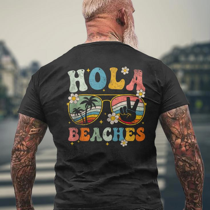 Hola Beaches Groovy Retro Funny Beach Vacation Summer Vacation Funny Gifts Mens Back Print T-shirt Gifts for Old Men