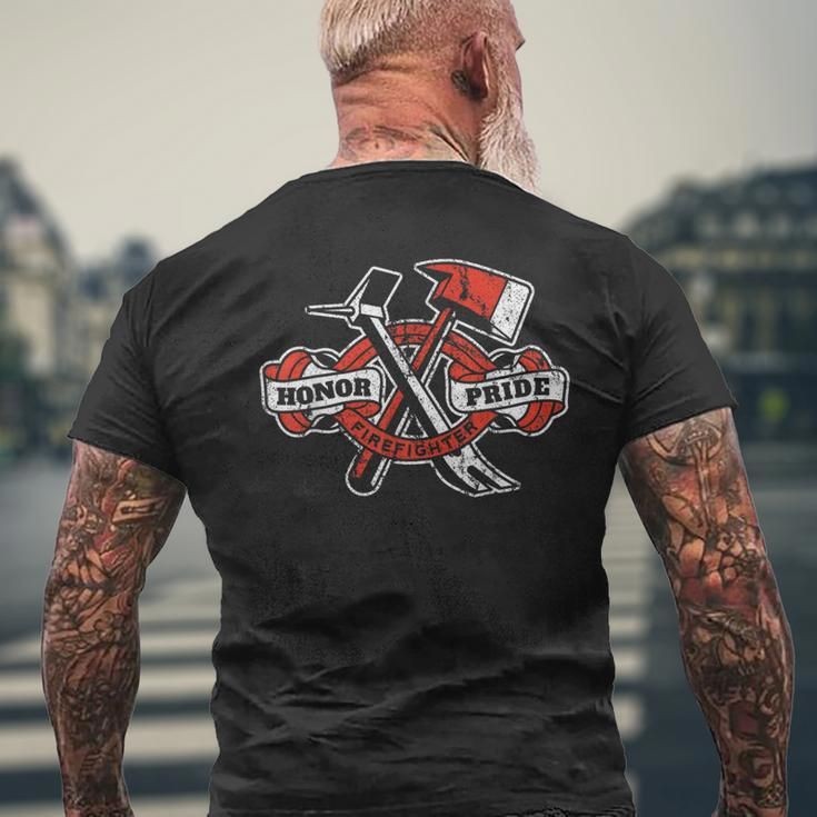 Honor Pride Firefighter Axe Halligan Fireman Fire Rescue Mens Back Print T-shirt Gifts for Old Men