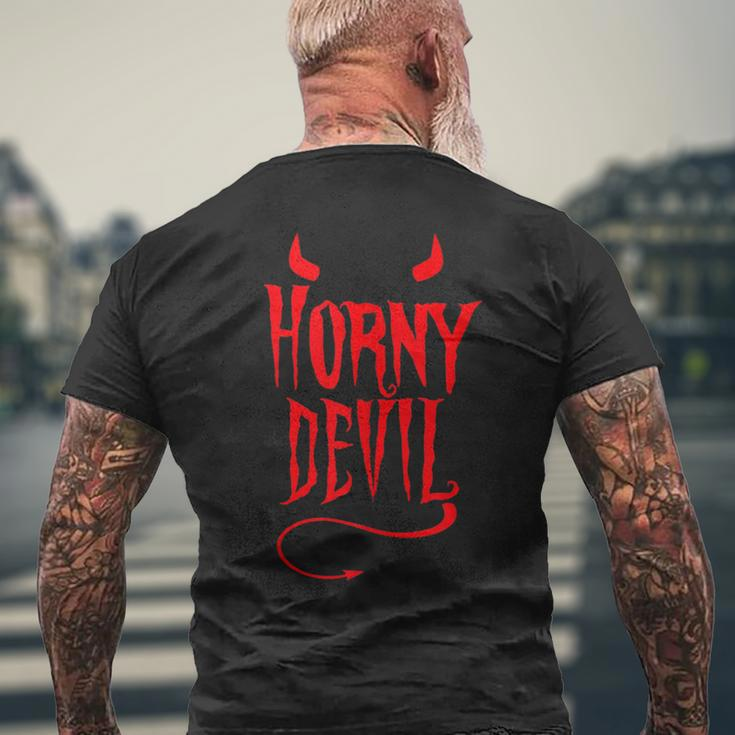 Horny Devil Sexy Sinner Horns Tail Adult Sinful Humor Men's T-shirt Back Print Gifts for Old Men