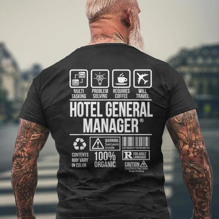 Hotel General Manager Job Profession Dw Men's T-shirt Back Print Gifts for Old Men