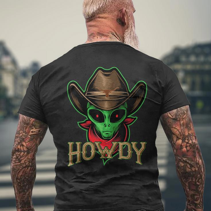 Howdy Alien Cowboy Funny Halloween Costume Space Lover Mens Back Print T-shirt Gifts for Old Men
