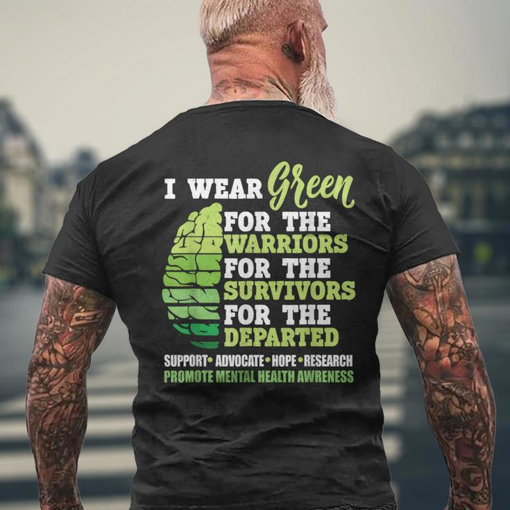 I Wear Green For The Warriors Mental Health Awareness Month Mens Back Print T-shirt Gifts for Old Men